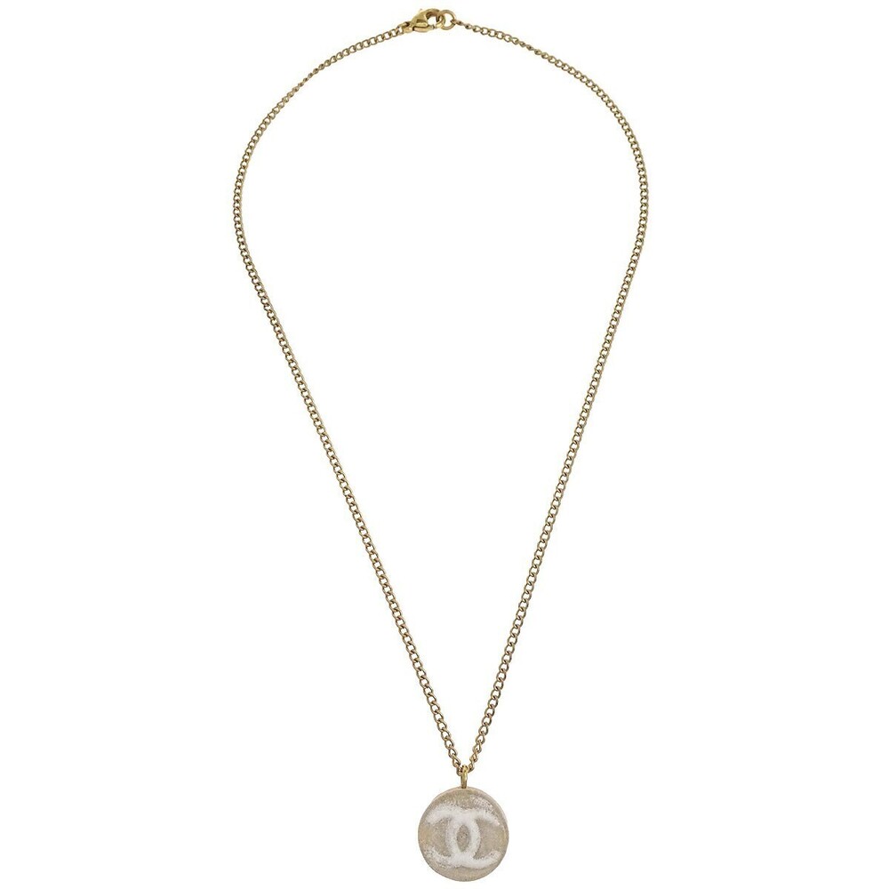 Chanel Vintage CC Round Pendant Choker Metal